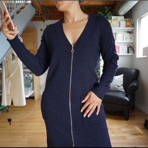 Sweaters - Navy Zip Front Midi Dress Sweaters - Navy Zip Front Midi Dress